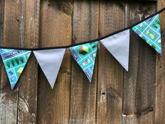 Minecraft Party Banner Video Game Birthday Decor Etsy