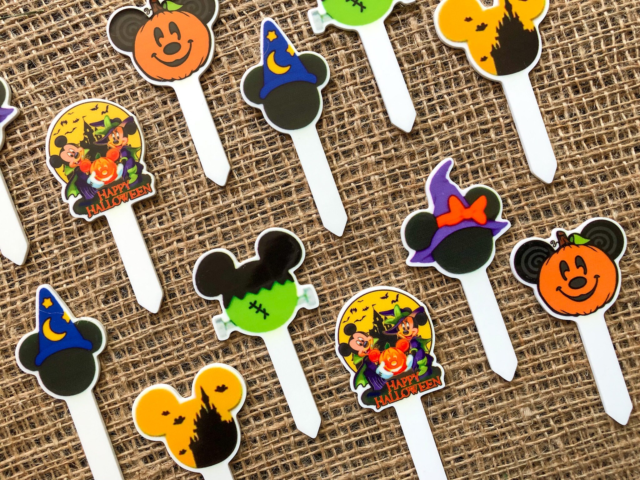 Mickey Halloween Cupcake Toppers Set Of 12 Boo Bash Party Etsy Finland