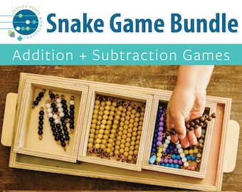 Montessori Math Snake Game Bundle: Addition & Subtraction Facts, Perfect 10 Work