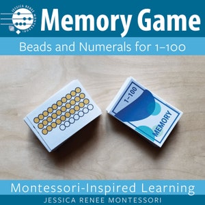 Jogo de memória matemática Montessori: contas e números de 1 a 100 (somente cores originais)