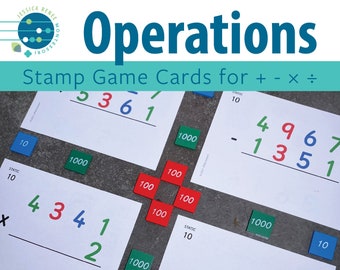Montessori Stamp Game Operations Cards Bundle (Small Cards)