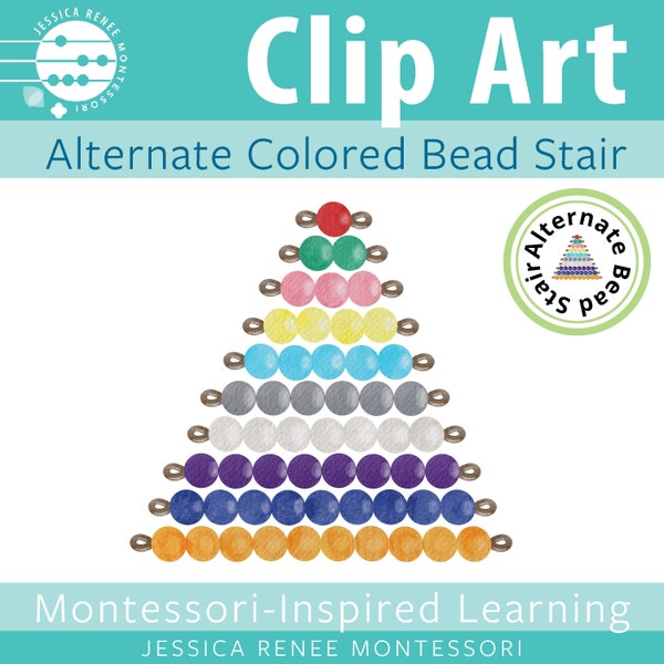 Montessori Math Colored Bead Stair Clip Art Alternate Colors