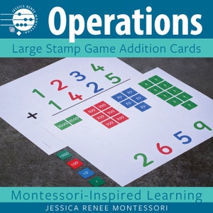 Montessori Math 4-Digit Stamp Game Addition with Large Cards