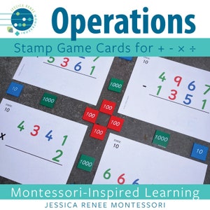 Montessori Stamp Game Operations Cards Bundle (Small Cards)