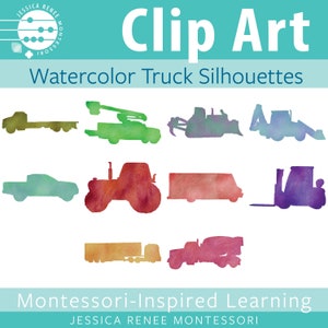 Watercolor Truck Silhouettes Clip Art