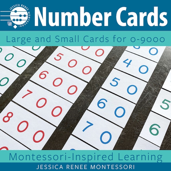 Montessori Math Large & Small Number Cards: Make 0-9999, Place Value Practice