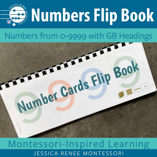 Montessori Number Cards Flip Book Golden Beads