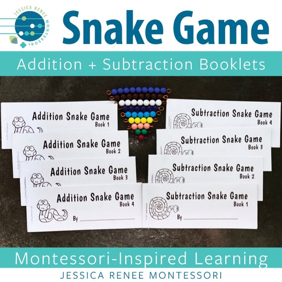 Montessori Math Addition Snake Game Cards (Numeral Version) for Facts  Practice