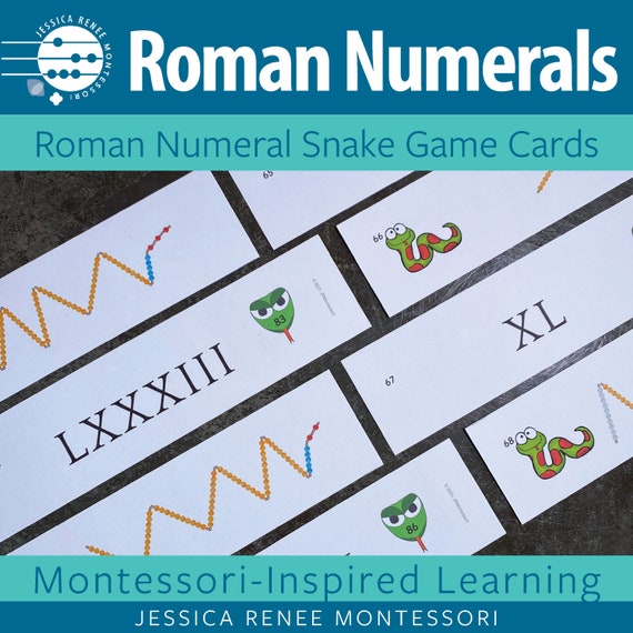 Montessori Roman Numeral Snake Game Cards Etsy