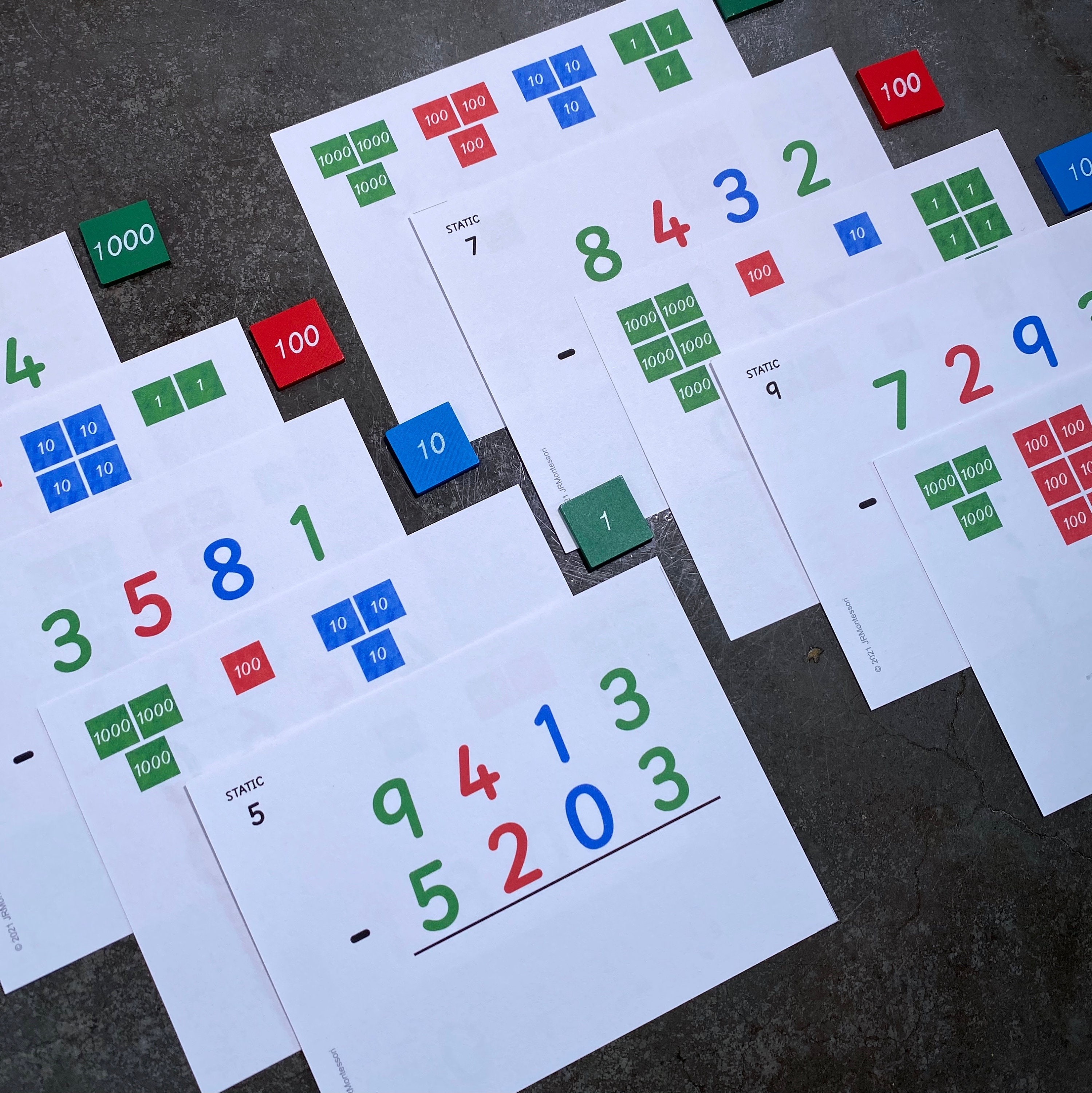 Montessori Stamp Game Operations Cards Bundle (small Cards) - Etsy