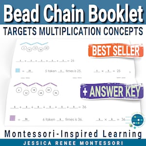 Montessori Perlenkette Multiplikation Math Facts Aktivität