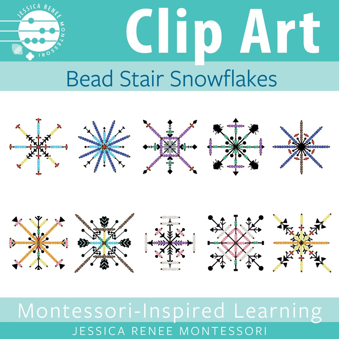 Montessori Math Colored Bead Stair Snowflakes Clip Art - Etsy