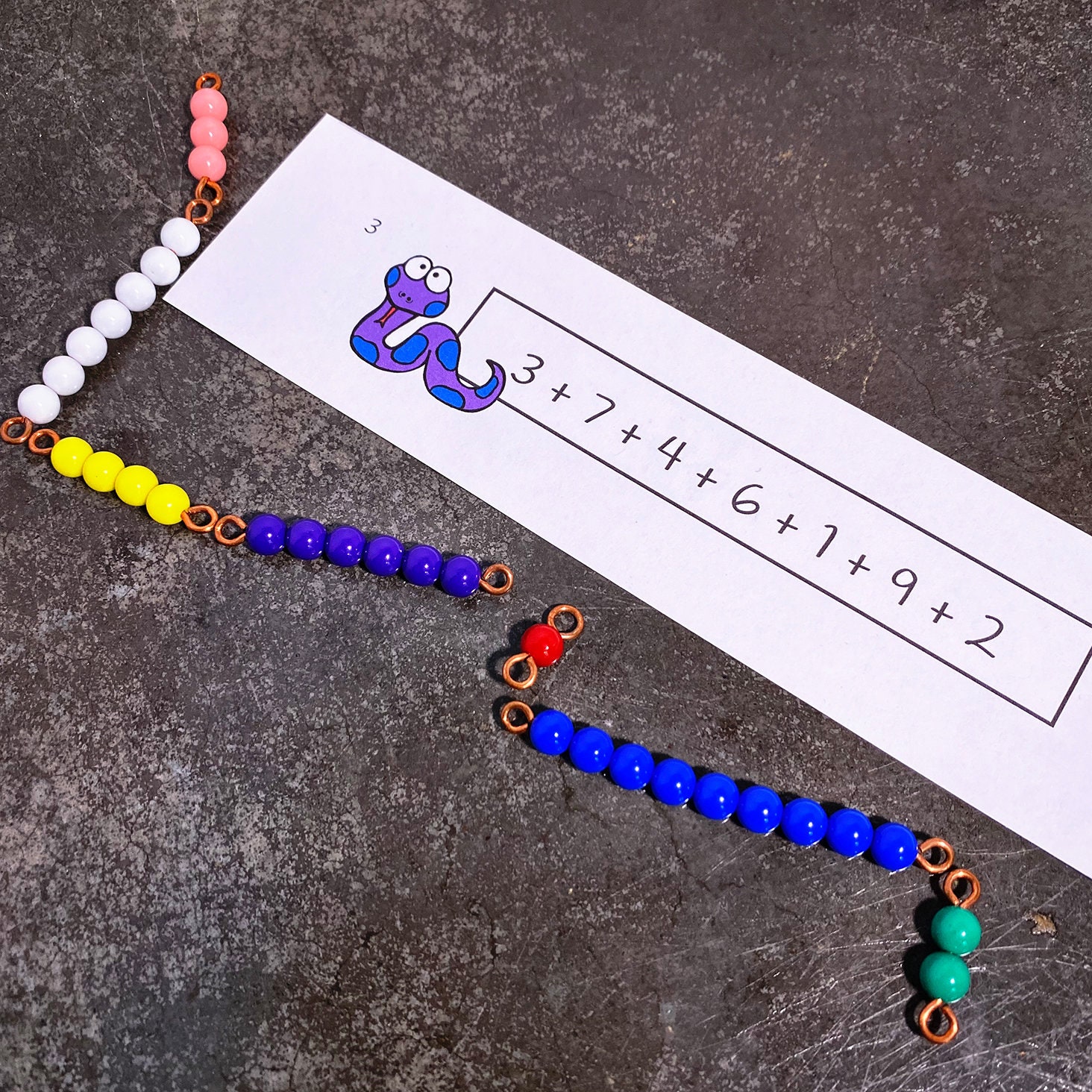 Montessori Math Addition Snake Game Bundle for Facts Practice Etsy