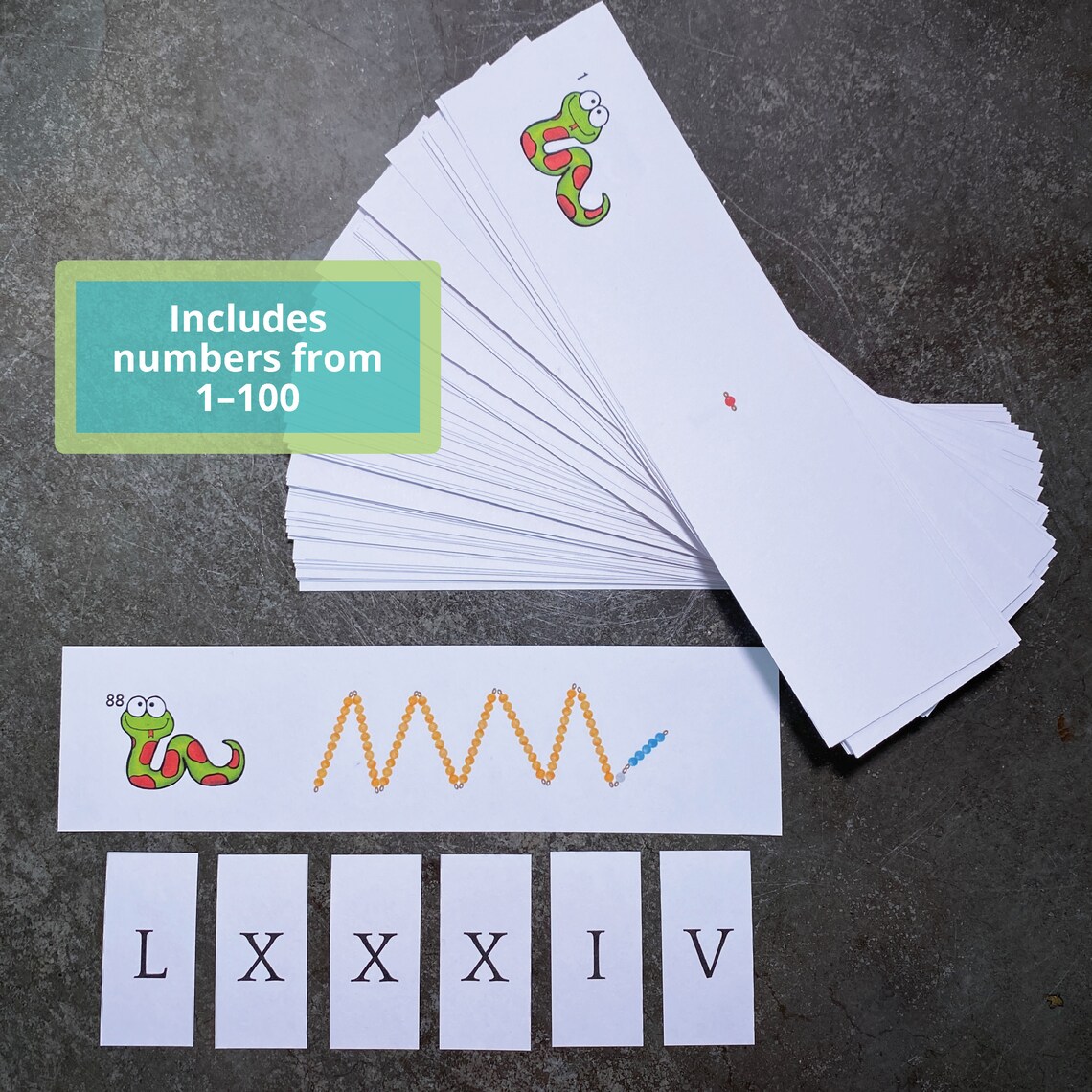 Montessori Roman Numeral Snake Game Cards Etsy UK