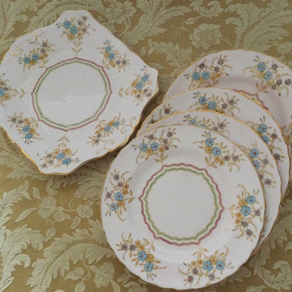 Vintage Tuscan Fine Bone China Dessert Cake Plate Set Made in England