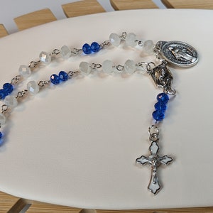 Our Lady of Guadalupe Blue & White Auto Rear-View Mirror Rosary