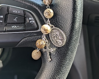Our Lady Of Knots Gemstone Steering Wheel Rosary