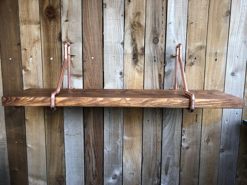 Copper Pipe Shelf Brackets With Optional Scaffold Board Shelf - Etsy UK