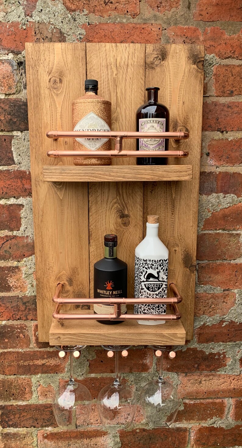 Copper Pipe & Wood Shelving Wall Unit / Gin Bar | Etsy
