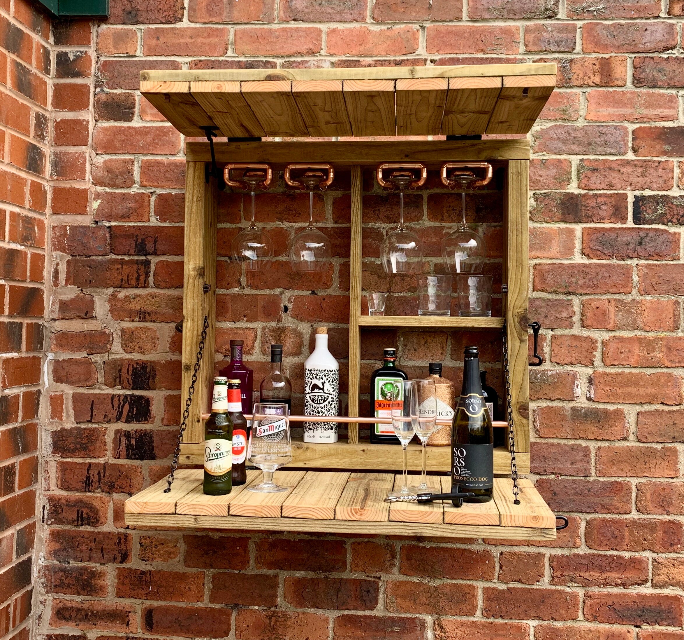 Wooden Garden Wall Bar With Copper Pipe Etsy