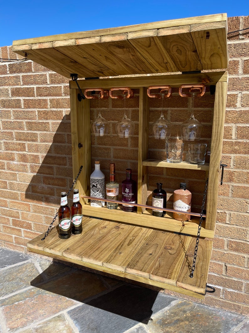 Wooden Garden Wall Bar With Copper Pipe Etsy UK