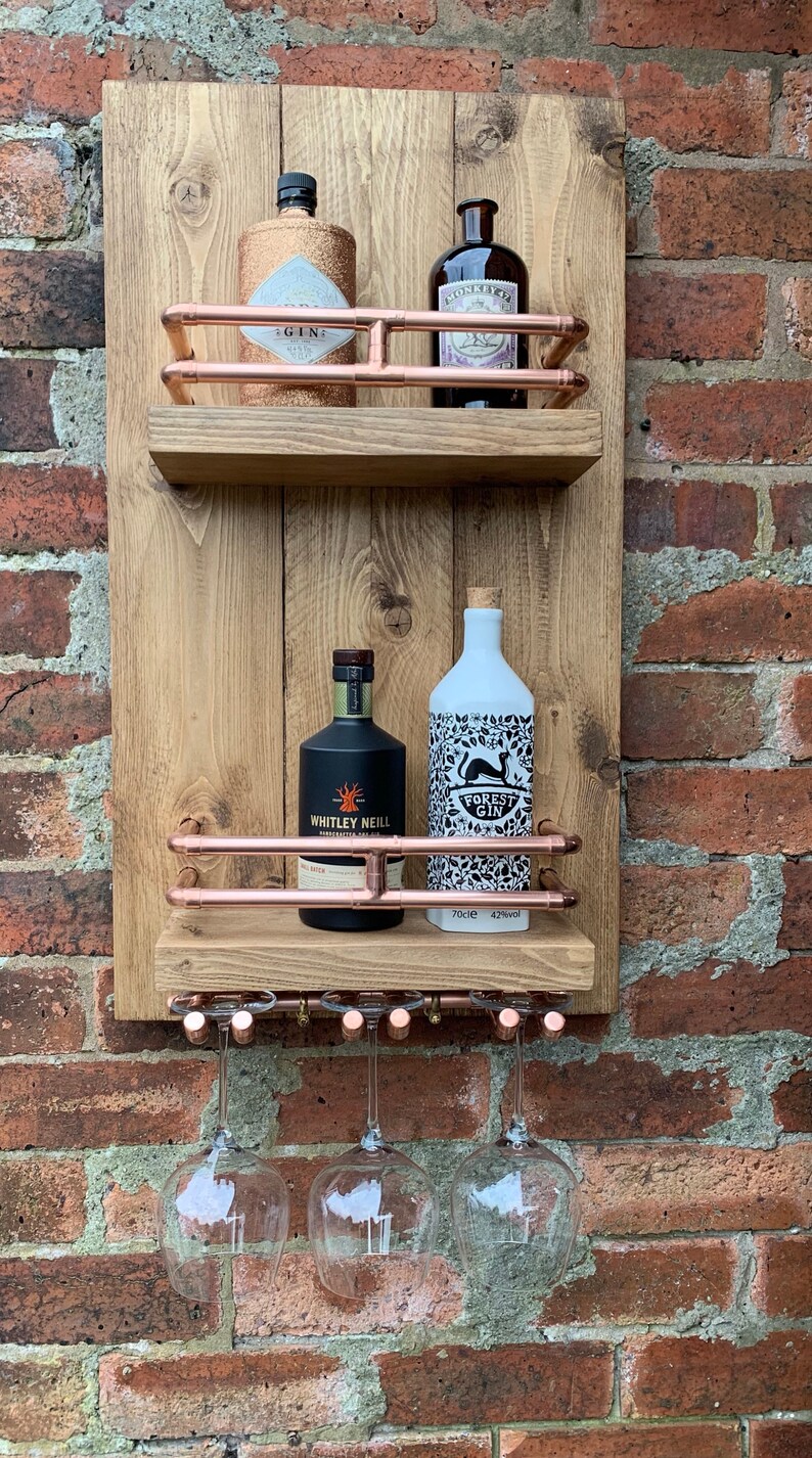 Copper Pipe & Wood Wall Bar Etsy
