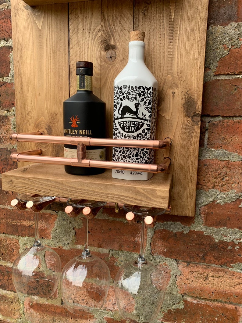 Copper Pipe & Wood Shelving Wall Unit / Gin Bar | Etsy
