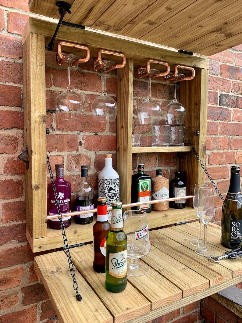 Wooden Garden Wall Bar With Copper Pipe Etsy