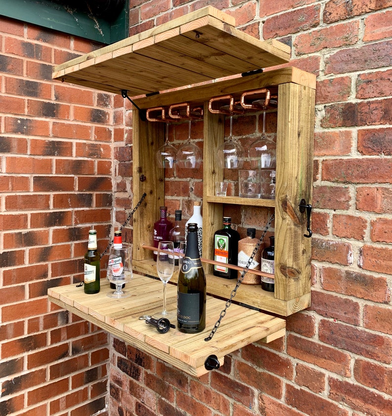 Wooden Garden Wall Bar With Copper Pipe Etsy