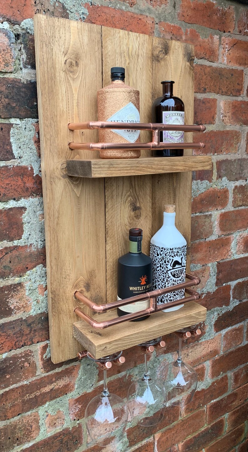 Copper Pipe & Wood Wall Bar Etsy