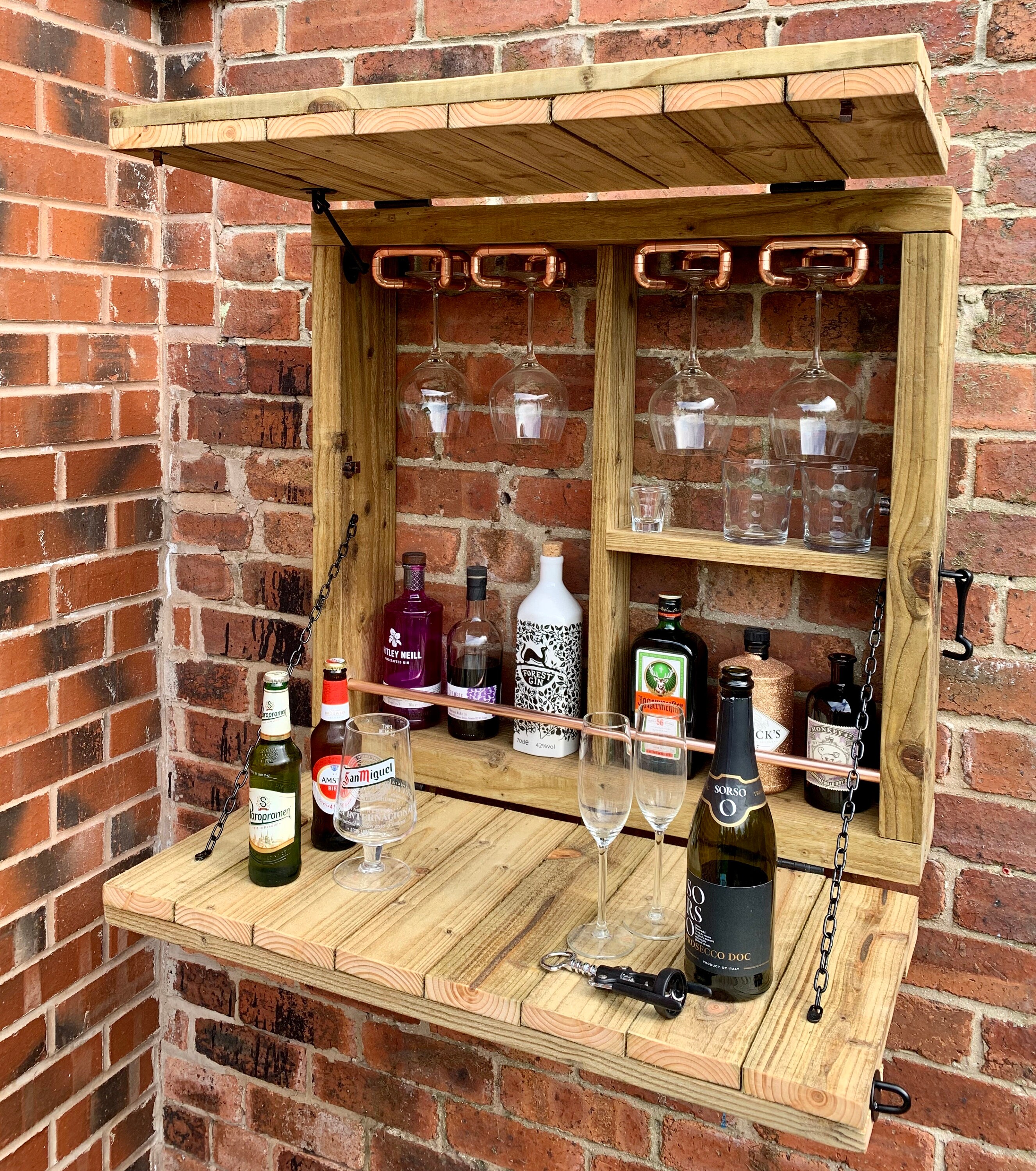 Wooden Garden Wall Bar With Copper Pipe Etsy