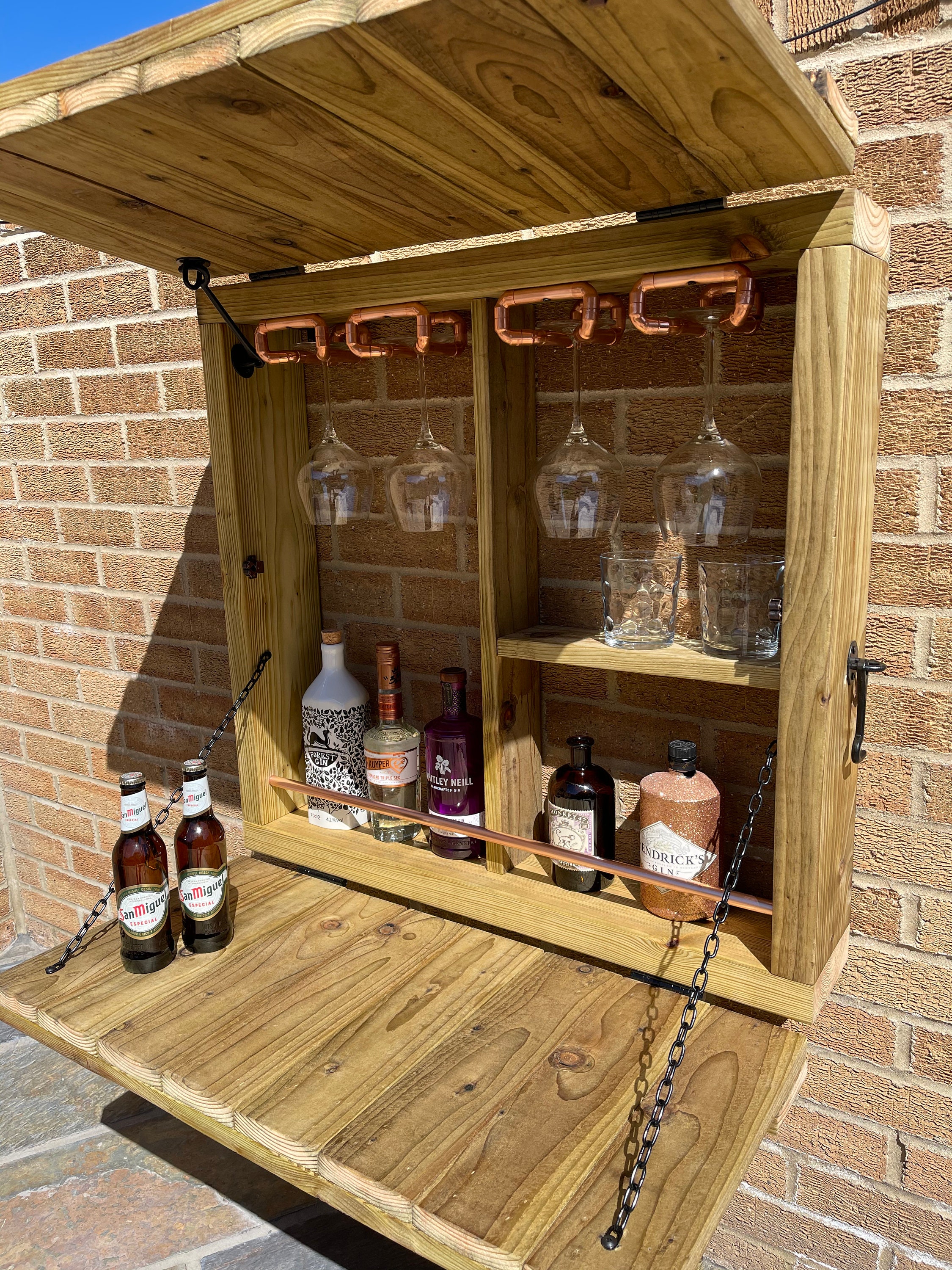 Wooden Garden Wall Bar With Copper Pipe Etsy UK