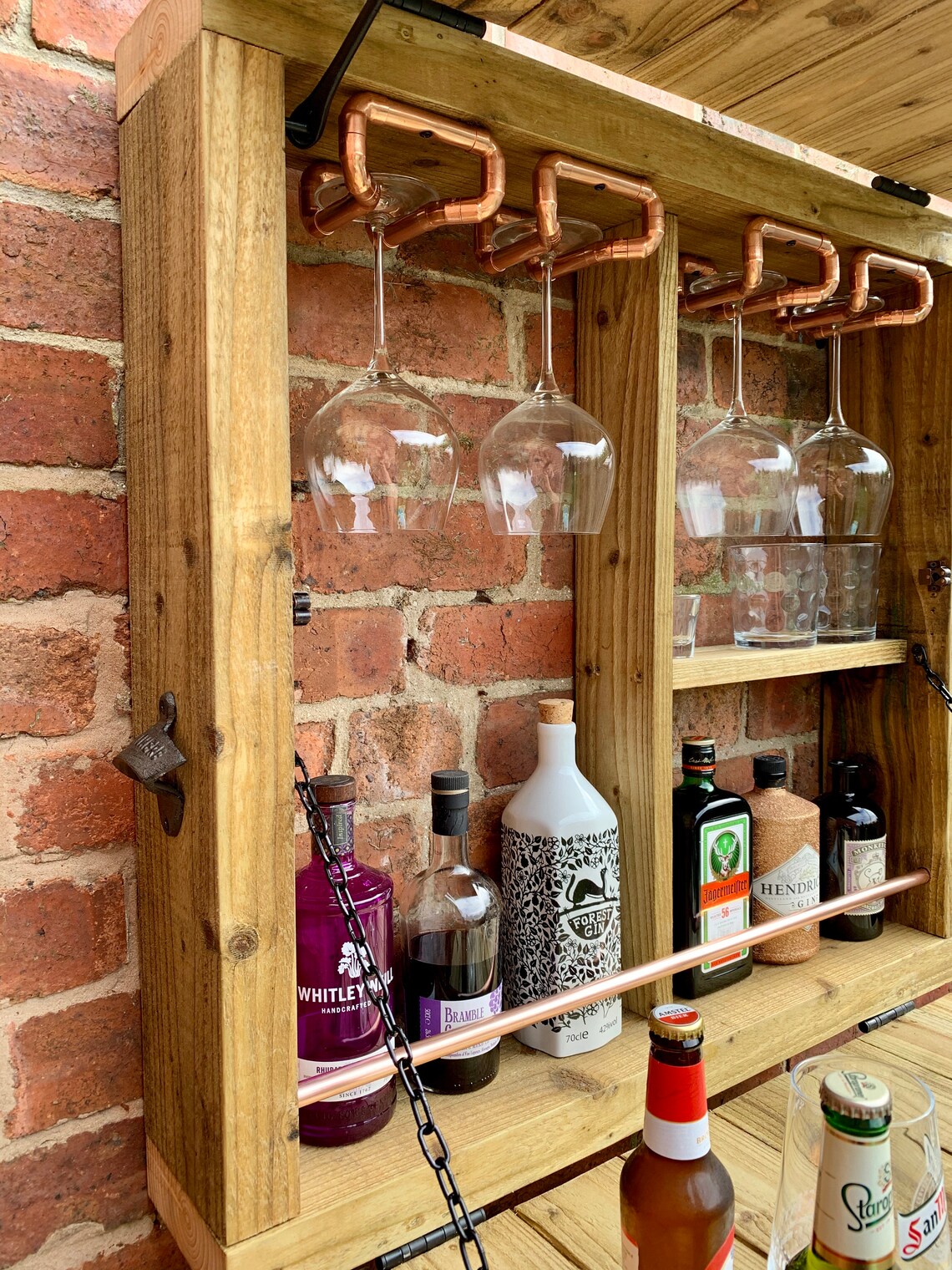 Wooden Garden Wall Bar With Copper Pipe Etsy