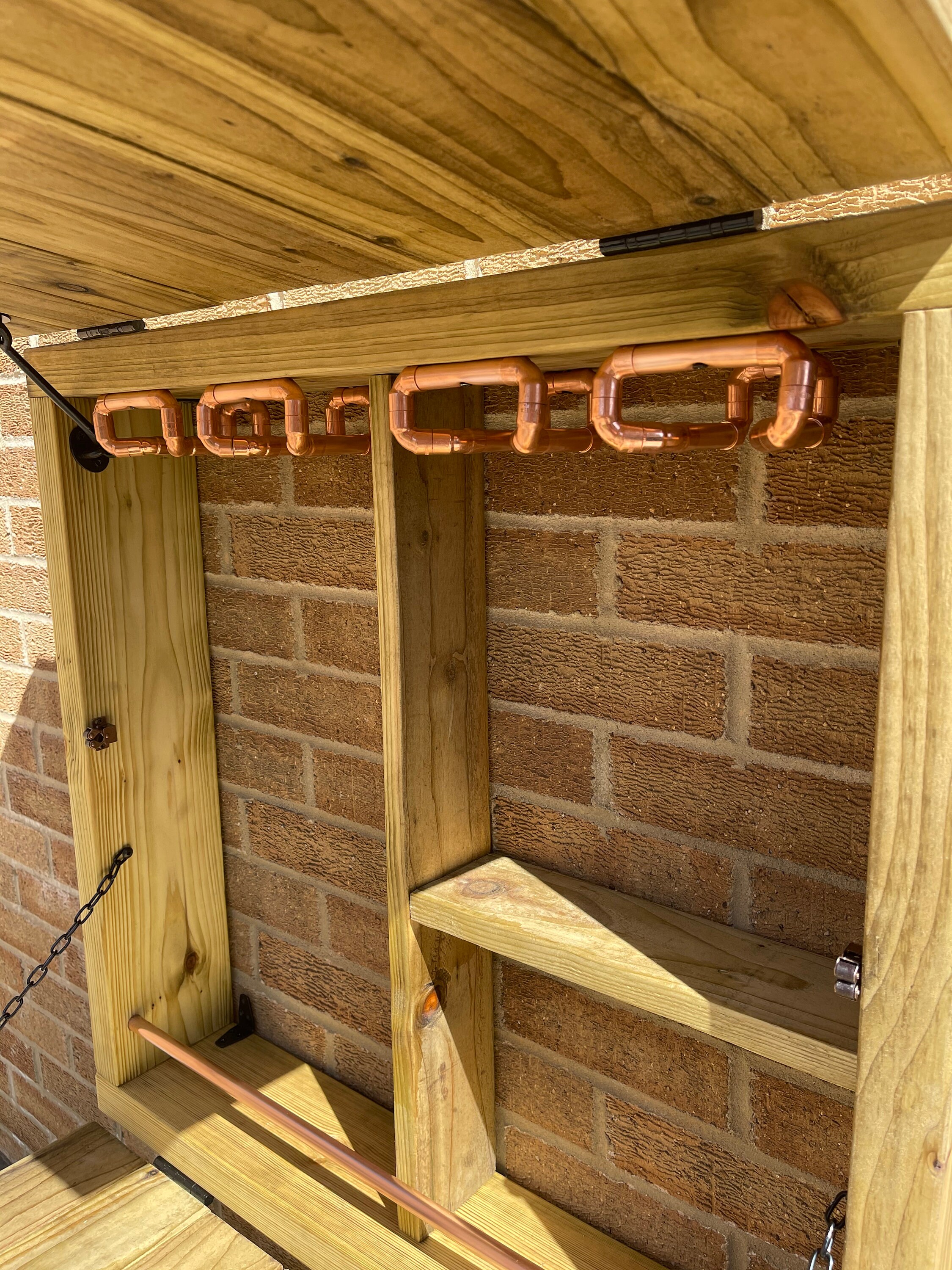 Wooden Garden Wall Bar With Copper Pipe Etsy