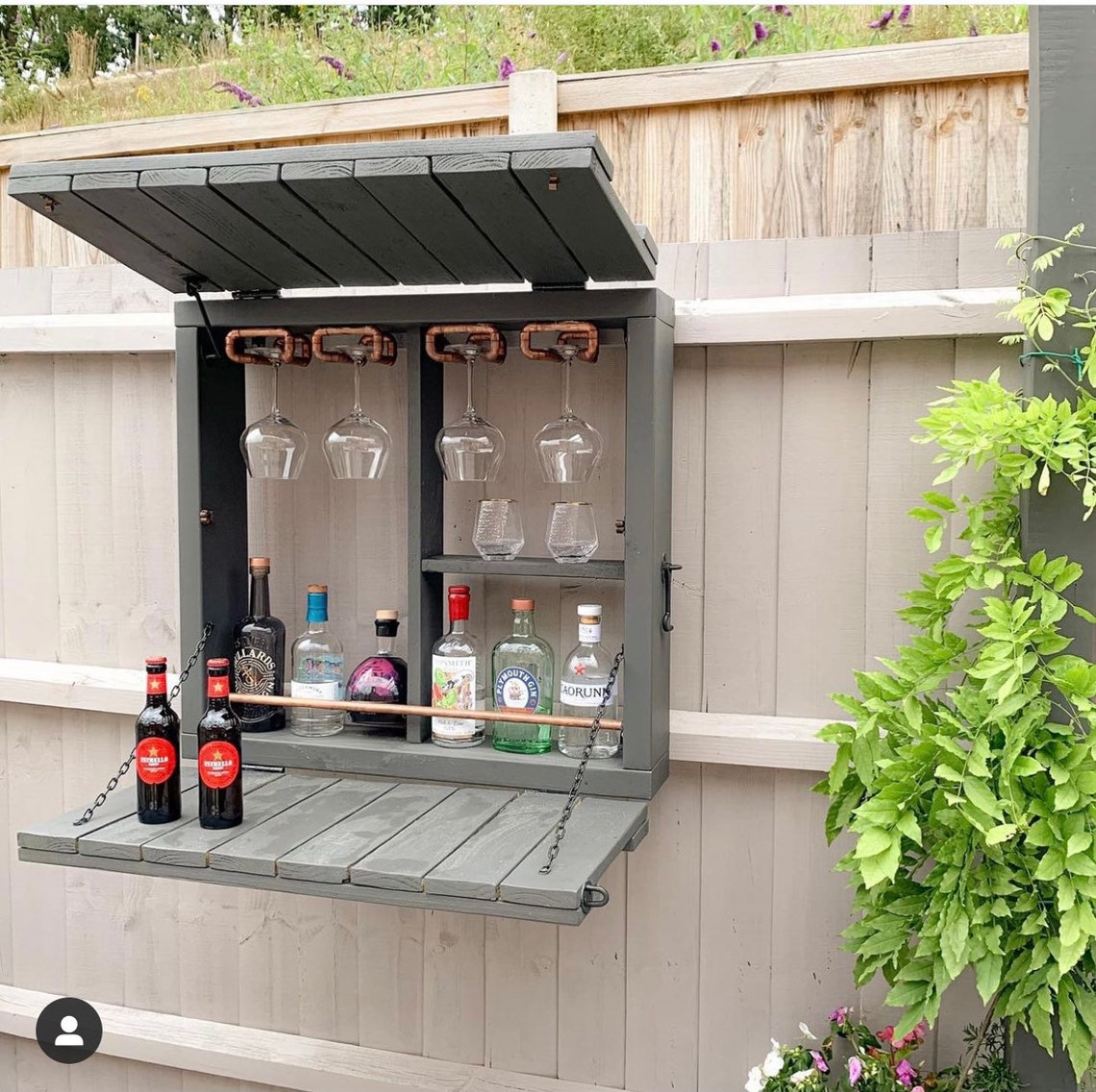 Wooden Garden Wall Bar With Copper Pipe Etsy UK