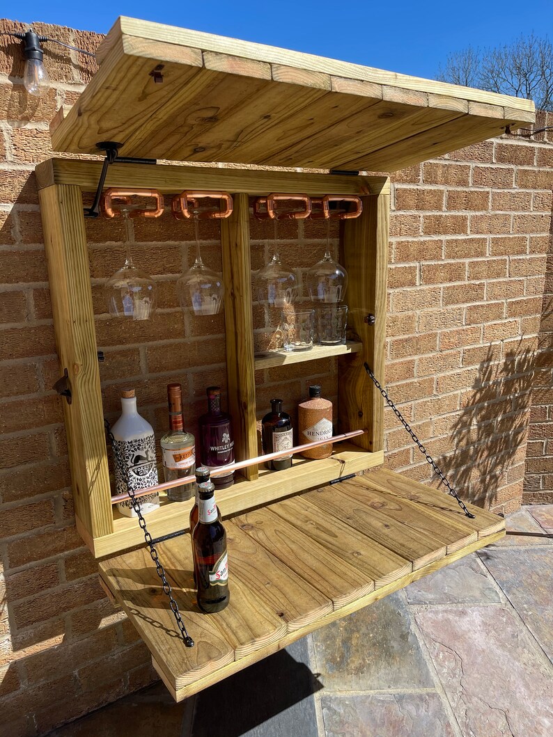 Wooden Garden Wall Bar With Copper Pipe Etsy UK