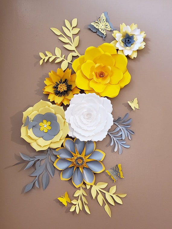 elegant paper flowers large yellow paper flower backdrop white floral backdrop paper flower backdrop wedding bridal shower backdrop arch etsy paper flower backdrop