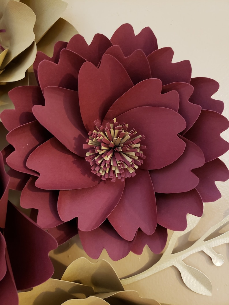 Burgundy wall flower burgundy wall decor paper flower wall