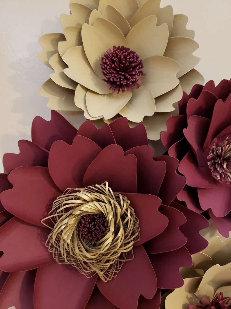 Burgundy wall flower burgundy wall decor paper flower wall Etsy