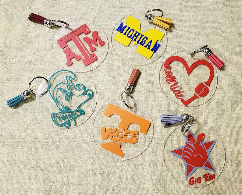 College sports themed key chain college keychain sports Etsy