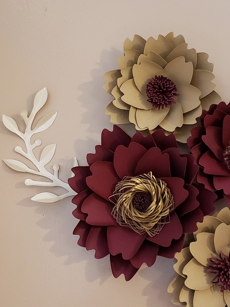 Burgundy wall flower burgundy wall decor paper flower wall