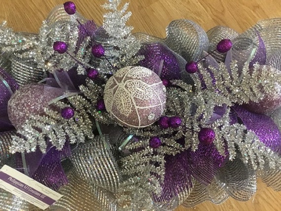 Elegant Christmas Centerpiece Purple And Silver Christmas Etsy