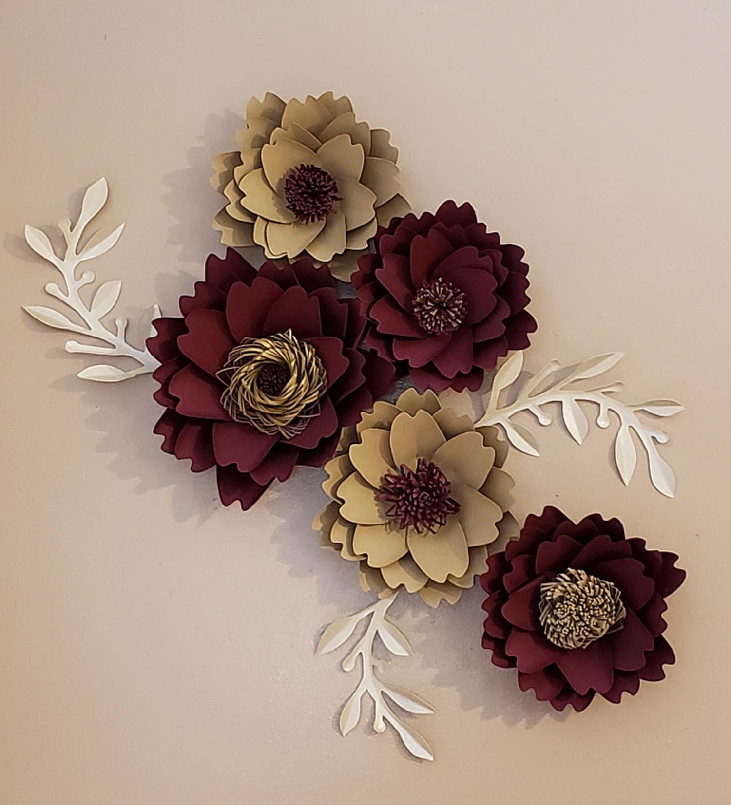 Burgundy wall flower burgundy wall decor paper flower wall Etsy