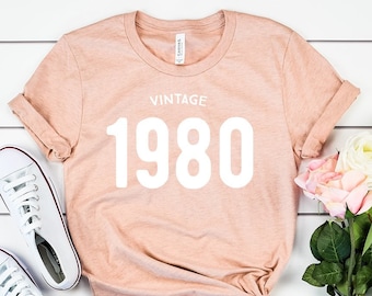 Vintage 44th birthday shirt, 1980 birthday shirt , gift for her