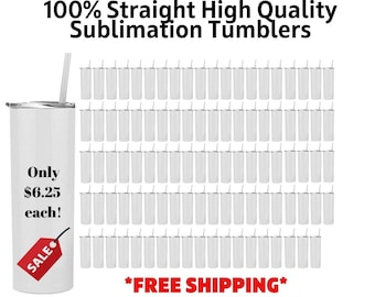 100 Straight Sublimation Tumbler pack/ White Blank Tumblers / Sublimation Cups / 20oz / Wholesale