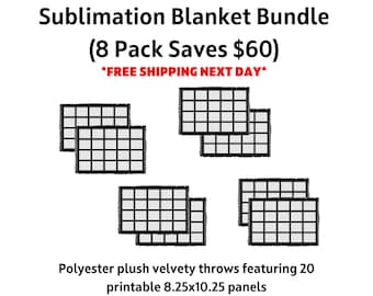Quality Sublimation Blanket Bundle 8 pack / XL Soft 20 Panel /black and white fringe- Sublimation Blanks 40x60/ Great Quality Front & Back!
