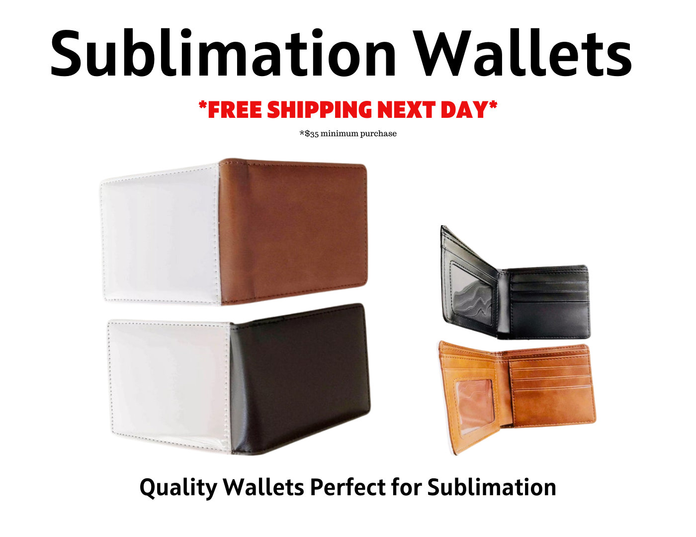 SEWACC 2pcs heat transfer wallet compact leather wallet heat transfer  purses blank sublimation wallet blanks cards man purse wallets for heat  transfer