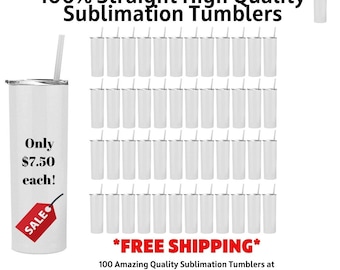 50 Straight Sublimation Tumbler pack / White Blank Tumblers / Sublimation Cups / 20oz / Wholesale