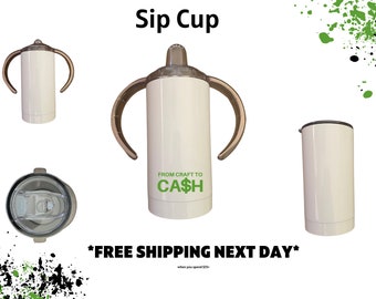 Blank 12oz Sublimation Sippy Cup – Tumbler with Two Lids