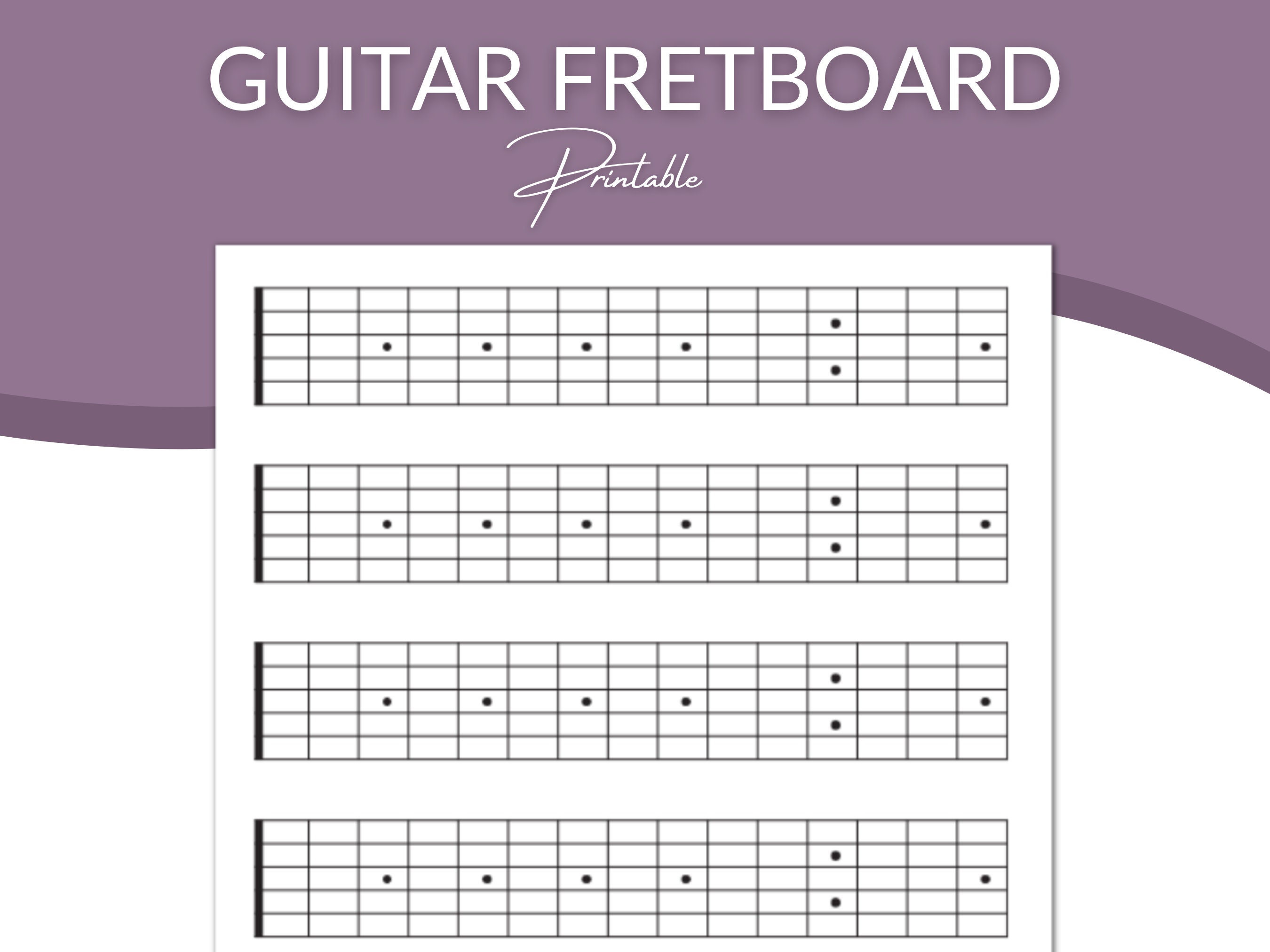 Printable Guitar Fretboard Blank Guitar Neck Diagram 5 String Guitar 